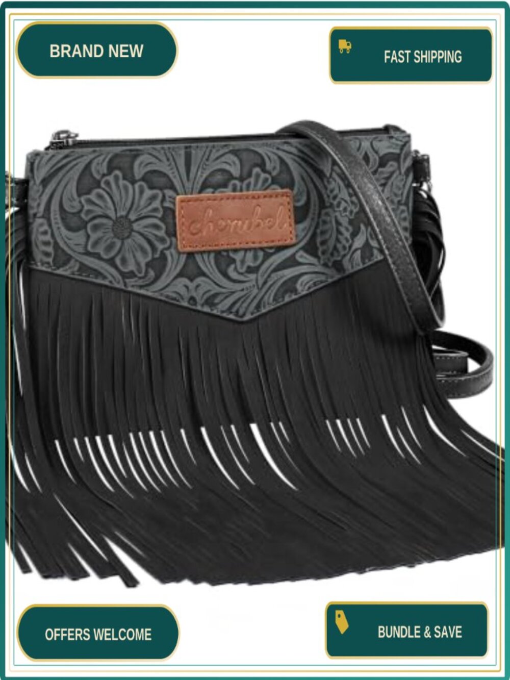 Western Crossbody Purse Faux Leather Fringe Women's Cowgirl Bag